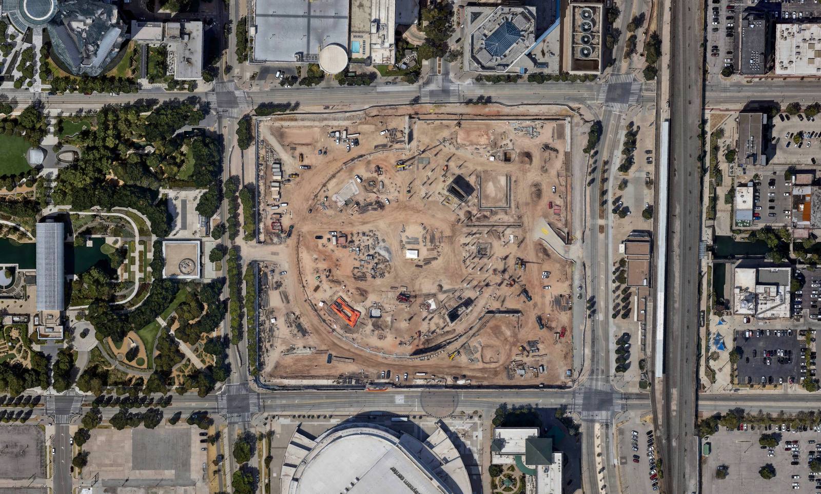 2026: the building gone and a new arena under construction on the site